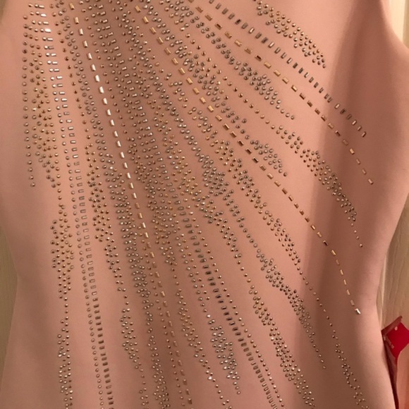 Calvin‎ Klein Pink Embellished gold silver studded scuba fit sheath dress size 2 - Picture 4 of 12